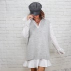 Chaleco Punto Oversize-Gris Claro