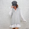Chaleco Punto Oversize-Gris Claro