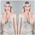 Top Paillettes Escote V - Beige