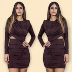 Vestido Fruncido Night  - Marron