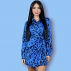Vestido Raso Animal - Azul Klein