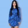 Vestido Raso Animal - Azul Klein