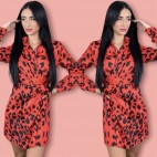 Vestido Raso Animal - Rojo