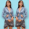 Blusa Satinada Nudo - Azul