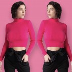 Jersey Canale Cuello cisne - Fucsia