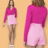 Skort lisa con cinturón - Fucsia