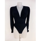 Body Crepe Escote V - Negro
