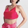 Cropt Top Satinado - Fucsia