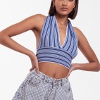 Top rayas Halter - Azul