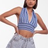 Top rayas Halter - Azul