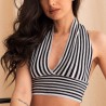 Top rayas Halter - Negro