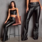 Pantalón Polipiel Campana - Negro