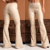 Pantalón Polipiel Campana - Beige