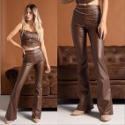 Pantalón Polipiel Campana - Marrón Chocolate