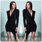 Vestido drapeado lycra - negro